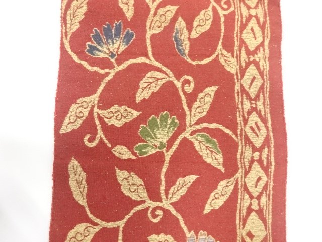  アンティーク　花唐草模様織り出し紬名古屋帯（着用可）